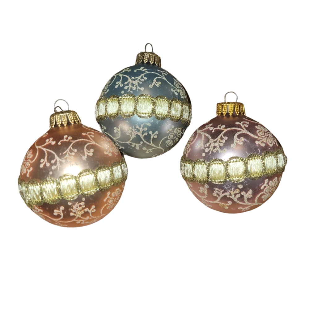 Christmas by Kreb West Germany vintage hand decorated glass ornaments 3